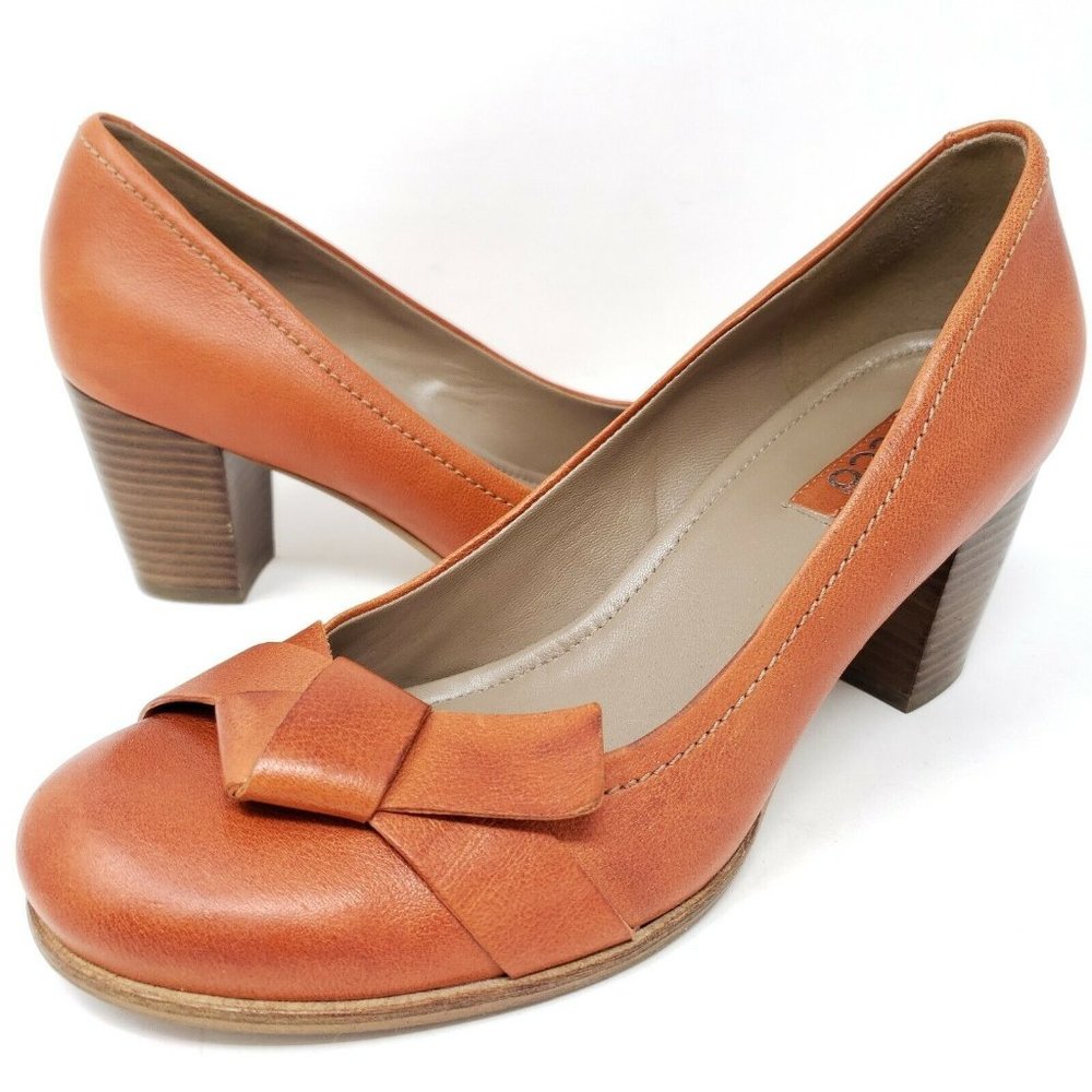 Ecco High Heels Sz 7 Orange Chic Slip On Bow